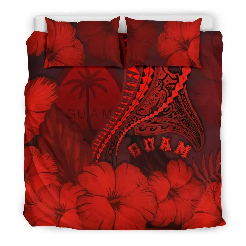 Guam Bedding Set Guam Manta Polynesian Hibiscus (Red) TH5