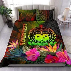 FamilyGater Bedding Set - Cover and Pillow Cases Samoa Polynesian Personalised -  Hibiscus and Banana Leaves - BN15