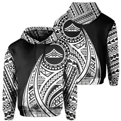 Hawaii Mauna Kea Polynesian Tattoo Style White Ah Unisex 3D Hoodie All Over Print Hkhyl