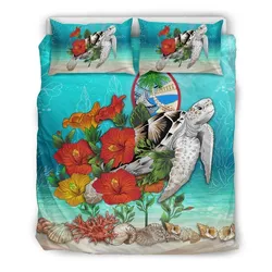 Alohawaii Bedding Set - Cover and Pillow Cases Guam - Ocean Turtle Hibiscus A24