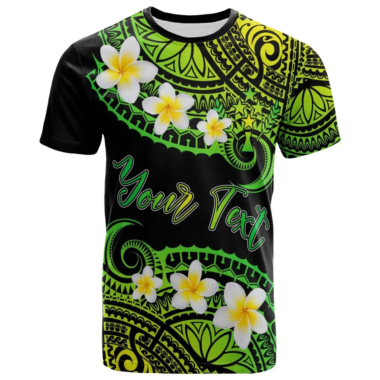 Kosrae Custom Personalised T-Shirt - Plumeria Polynesian Vibe Green