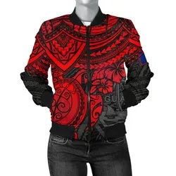 Guam Polynesian Bomber Jacket (Women) - Red Turtle - BN15