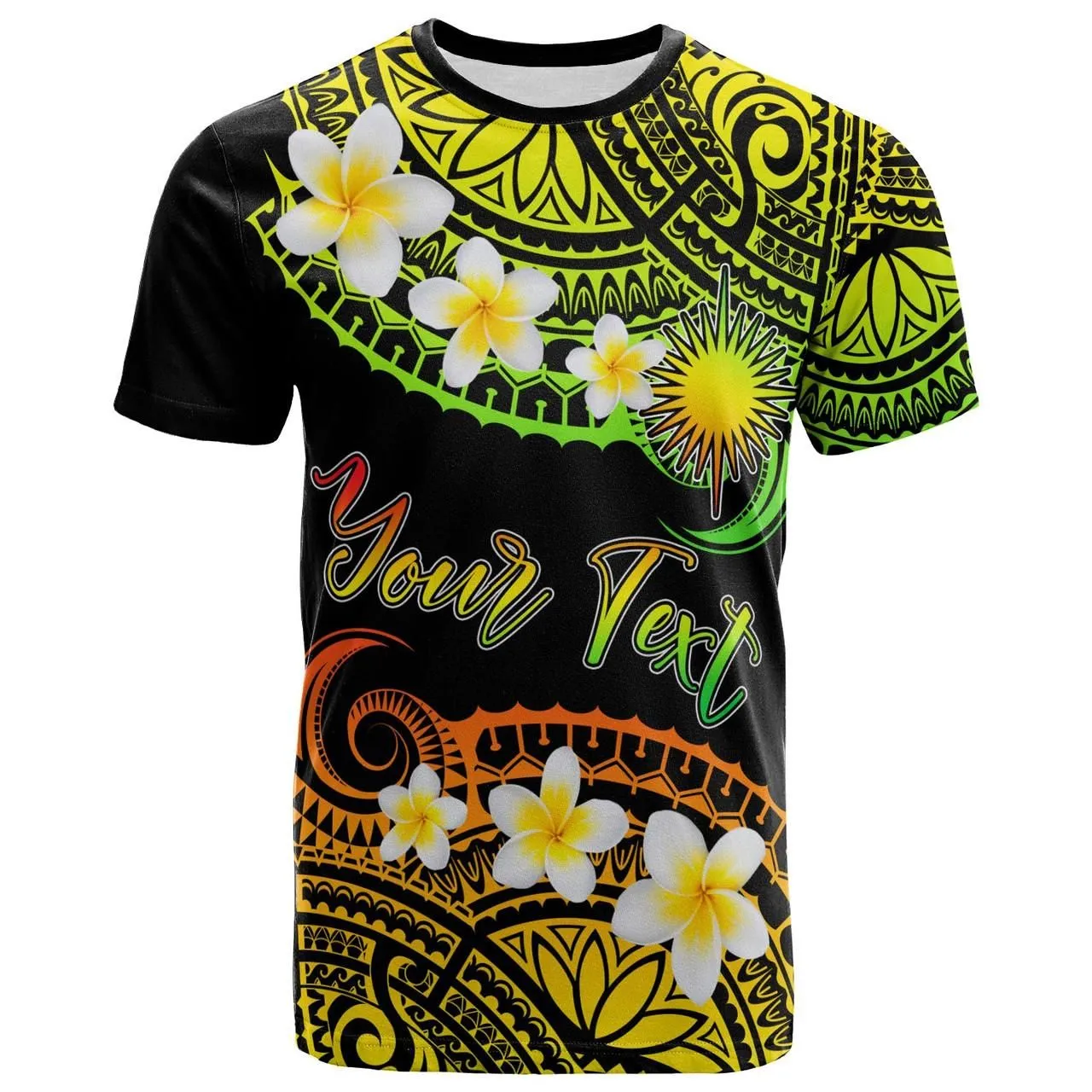 Marshall Islands Custom Personalised T-Shirt - Plumeria Polynesian Vibe Reggae