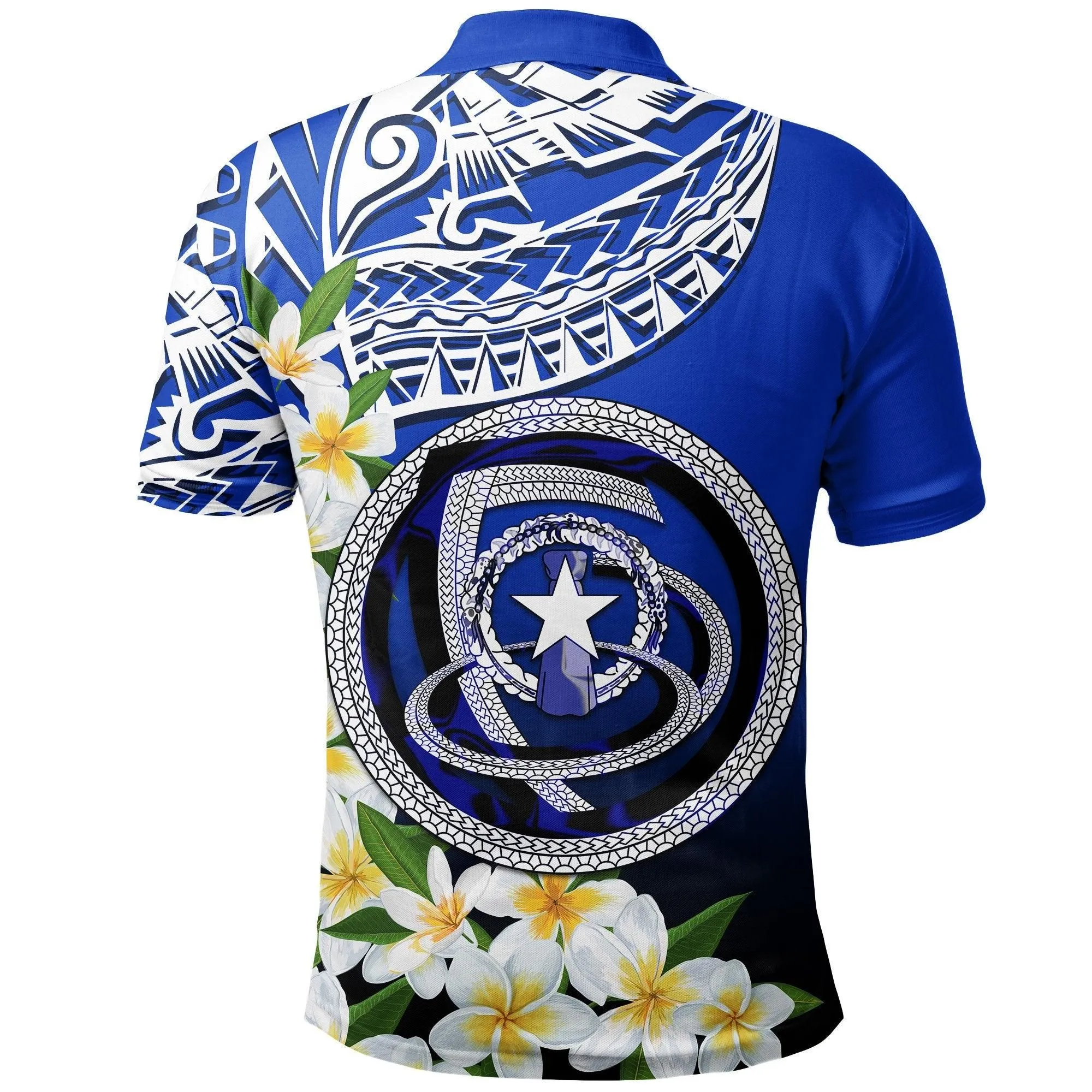 Northern Mariana Islands Polo Shirt - Polynesian Plumeria Pattern