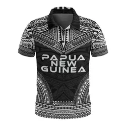 Papua New Guinea Polo Shirt - Papua New Guinea Coat Of Arms Polynesian Chief Tattoo Black Version