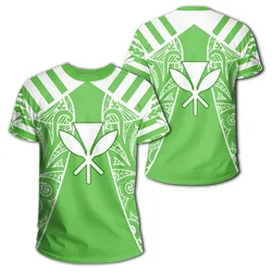 Hawaii Kanaka Football Polynesian T Shirt Green & White Victor Style Ah J3 Hawaiian Shorts Beach Short Sleeve
