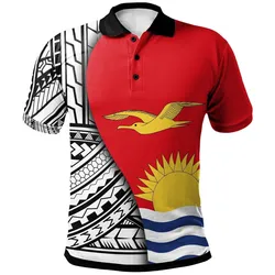 Kiribati Polo Shirt - Coat Of Arm and Polynesian Patterns