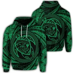 Alohawaii Hoodie - Hawaiian Kanaka Honu Hibiscus Tornando Polynesian Green Hoodie - AH - JR