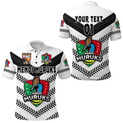 (Custom Personalised) Papua New Guinea PRK Mendi Muruks Polo Shirt Rugby Original Style - White LT8