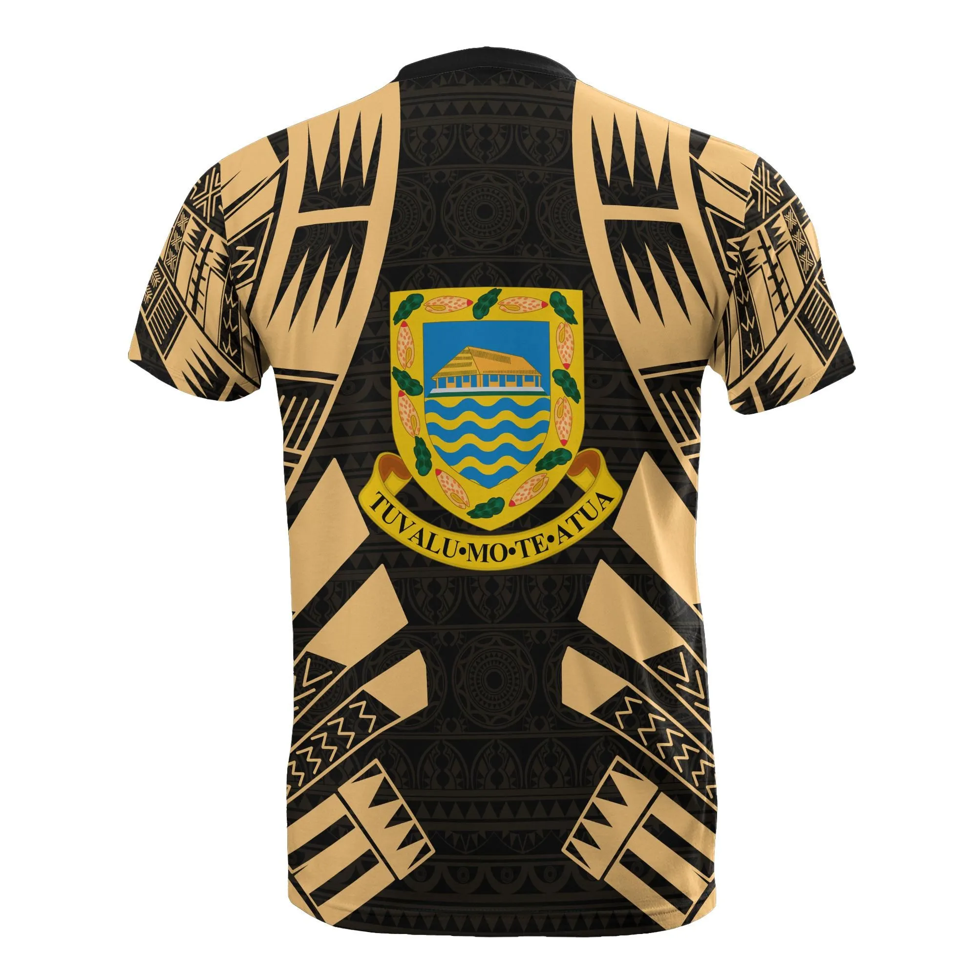 Tuvalu T shirt - Tuvalu Coat Of Arms Polynesian Tattoo Gold Style