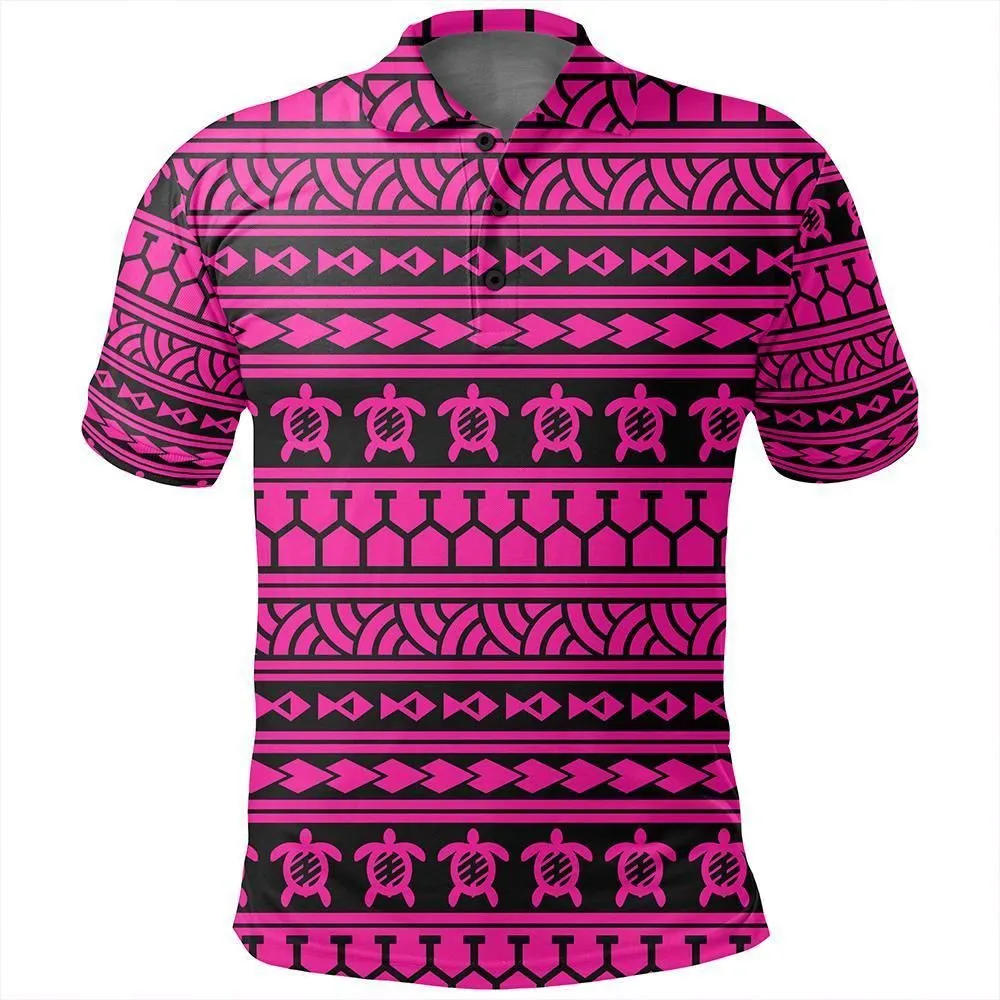 Unisex Polynesian Tattoo Tribal Pink Polo Shirt