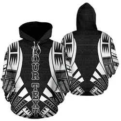 Poly All Over Custom Personalised Hoodie - Polynesian Tattoo Black Style