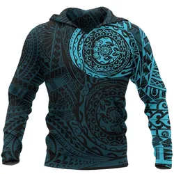 Polynesian Tattoo All Over Hoodie - Blue