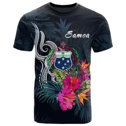 Samoa Polynesian T-Shirt - Tropical Flowers