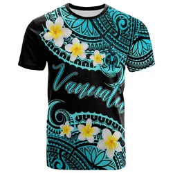 Vanuatu Custom Personalised T-Shirt - Plumeria Polynesian Vibe Turquoise