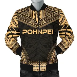 Pohnpei Polynesian Chief Men's Bomber Jacket - Gold Version - Bn10