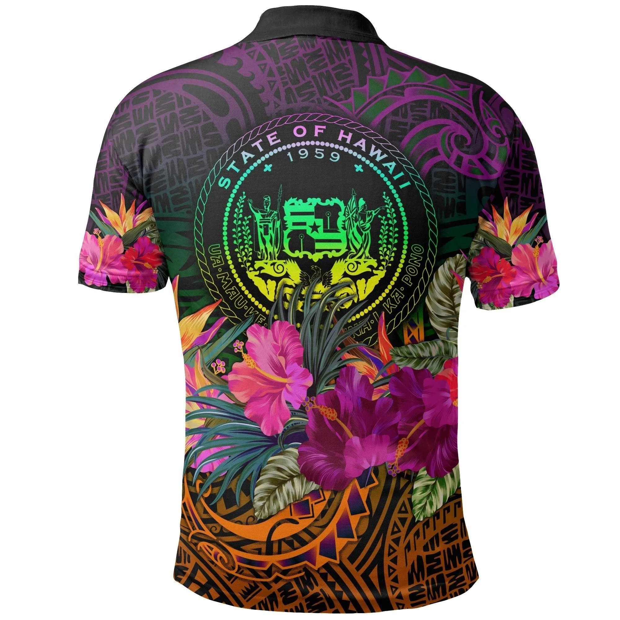 Polynesian Hawaii Personalised Polo Shirt - Summer Hibiscus