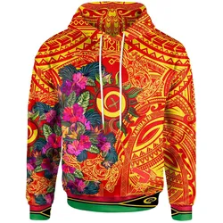 Polynesian Hoodie - Vanuatu Symbols With Hibiscus Ver03