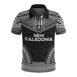 New Caledonia Polo Shirt - New Caledonia Coat Of Arms Polynesian Chief Tattoo Black Version