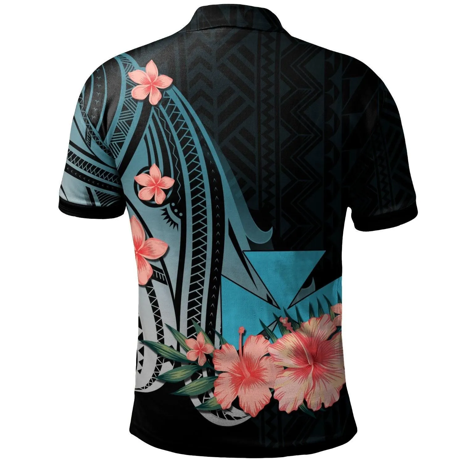 Wallis and Futuna Polo Shirt - Turquoise Polynesian Hibiscus Pattern Style