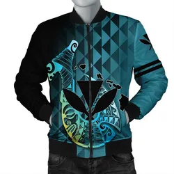 (Personalized) Hawaiian - Kanaka Fish Hook Mens Bomber Jacket - Diamond Style - AH