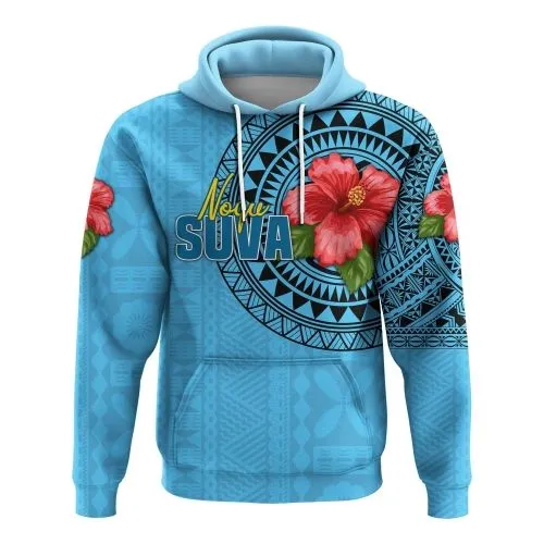 (Custom Personalised) Suva Fiji Rugby Hoodie Polynesian Tattoo Style