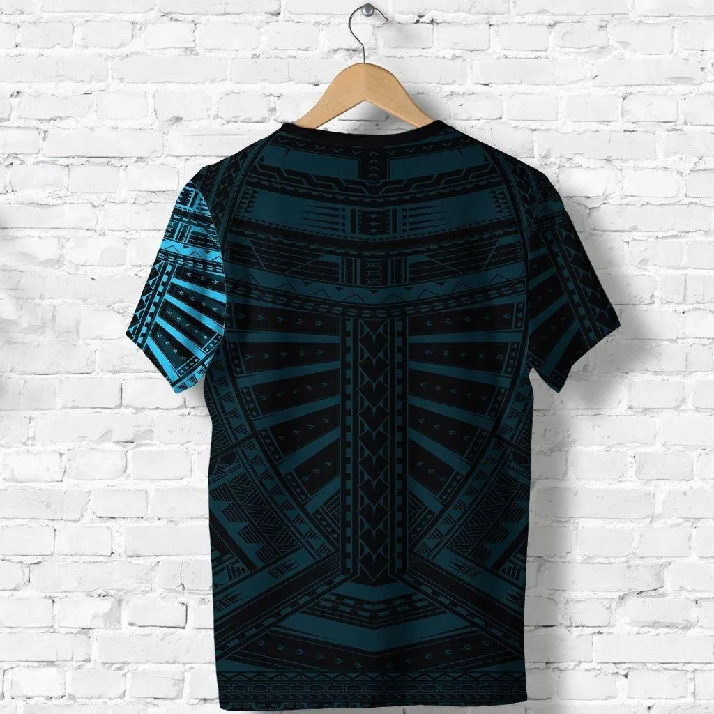 New Zealand Shirt, Maori Samoan Polynesian Tattoo T Shirt - Blue