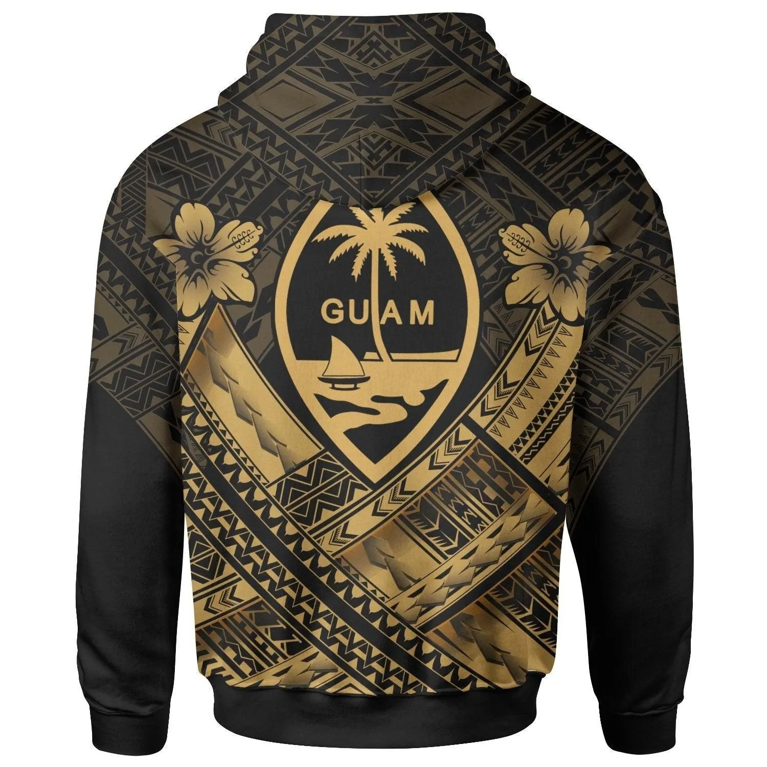 Guam Polynesian Custom Personalised Hoodie - Guam Gold Seal Camisole Hibiscus Style