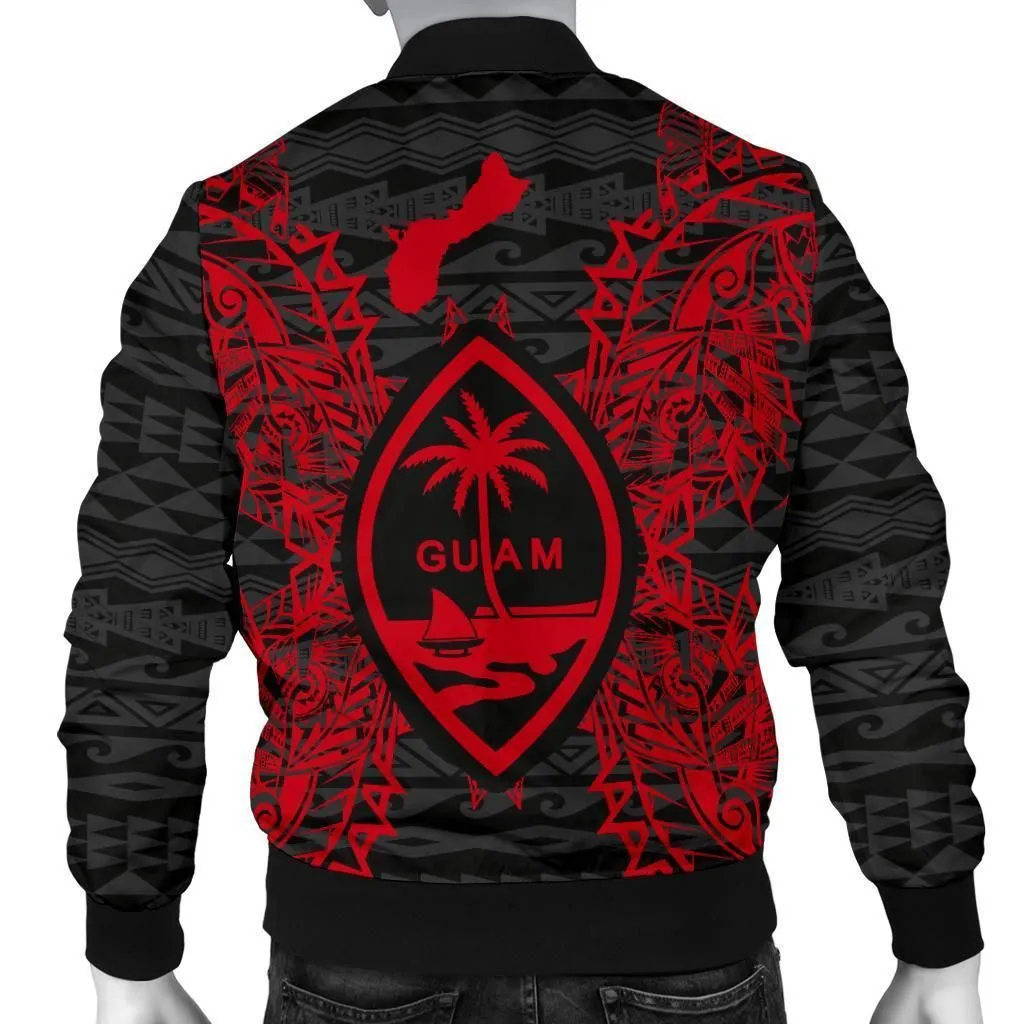 Guam Polynesian Mens Bomber Jacket Map Red