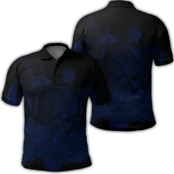 Alohawaii Shirt - Hawaiian Map Turtle Hibiscus Polynesian Polo Shirt - Blue - AH - J4R