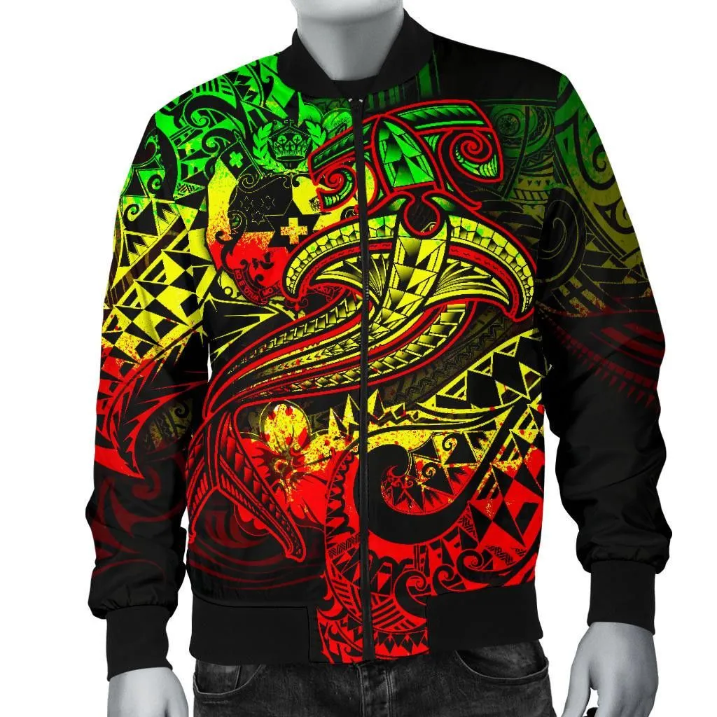 FamilyGater Jacket - Bomber Jacket Tonga - Reggae Shark Polynesian Tattoo - BN18