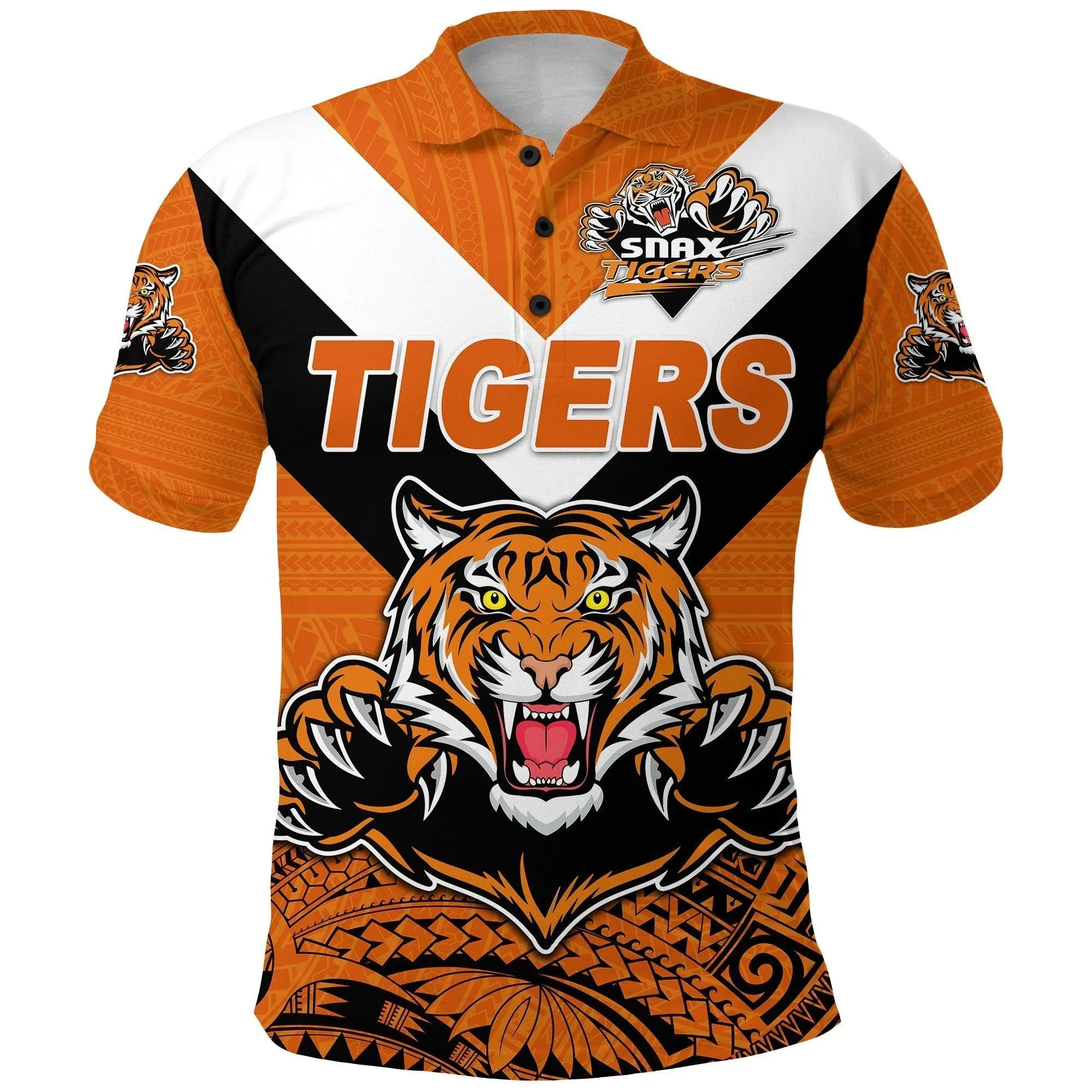 Papua New Guinea Lae Snax Tigers Polo Shirt Rugby Simple Style Orange LT8