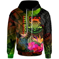 Tuvalu Polynesian Personalised Hoodie - Hibiscus and Banana Leaves