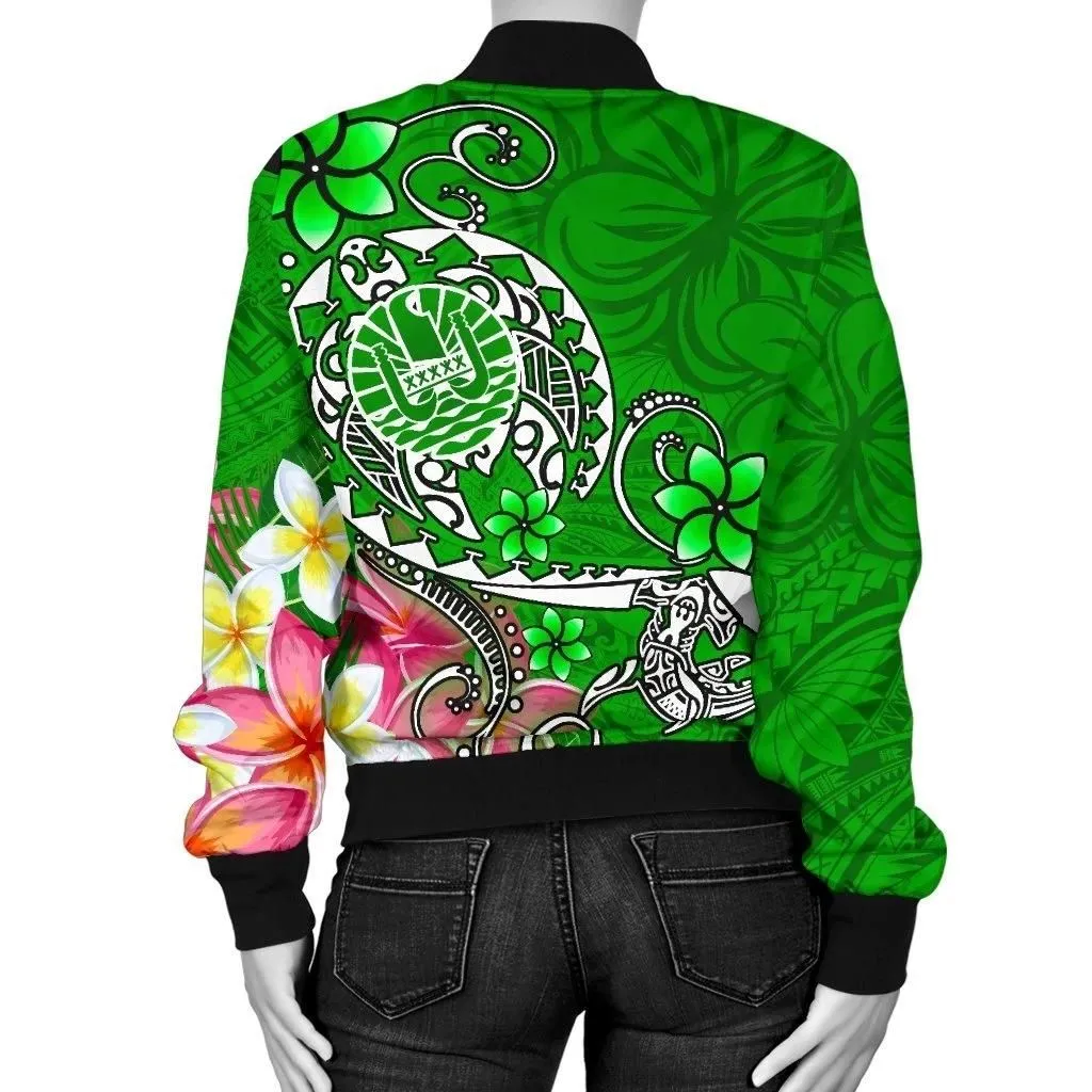 FamilyGater Jacket - Bomber Jacket Tahiti Custom Personalised - Turtle Plumeria (Green) - BN18
