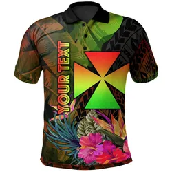 Wallis and Futuna Polynesian Personalised Polo Shirt - Hibiscus and Banana Leaves