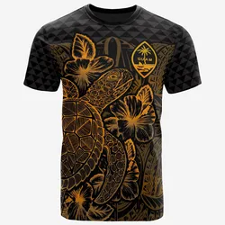 Guam Guam Coat Of Arms Turtle Hibiscus Gold Unisex 3D T-Shirt All Over Print HNANA