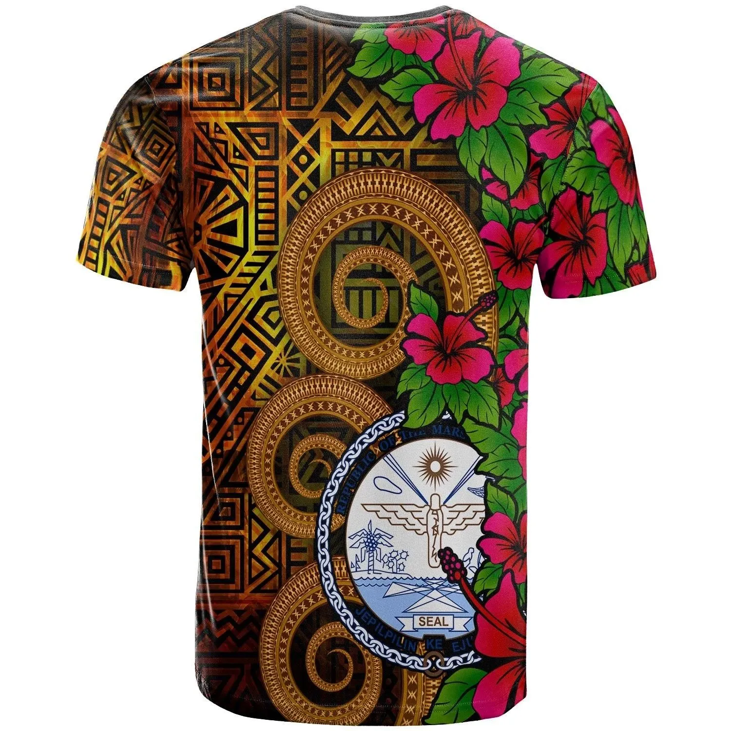 Marshall Islands Polynesian Custom Personalised T-Shirt - Hibiscus Vintage - BN12