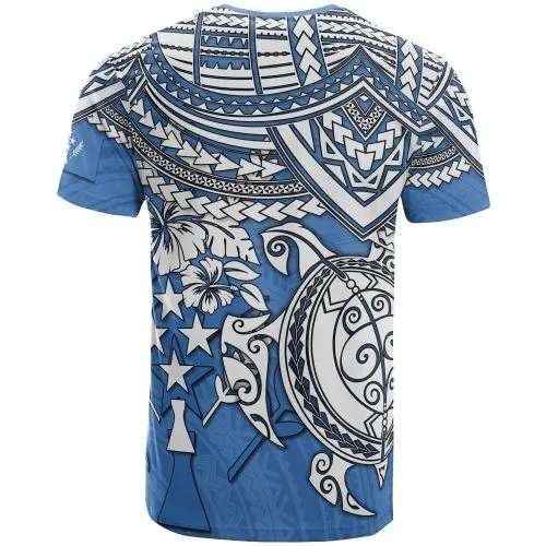 Kosrae Polynesian T Shirt - Kosrae Flag Hibiscus Turtle
