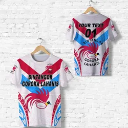 (Custom Personalised) Papua New Guinea Bintangor Goroka Lahanis T Shirt Rugby Original Style - White, Custom Text And Number LT8