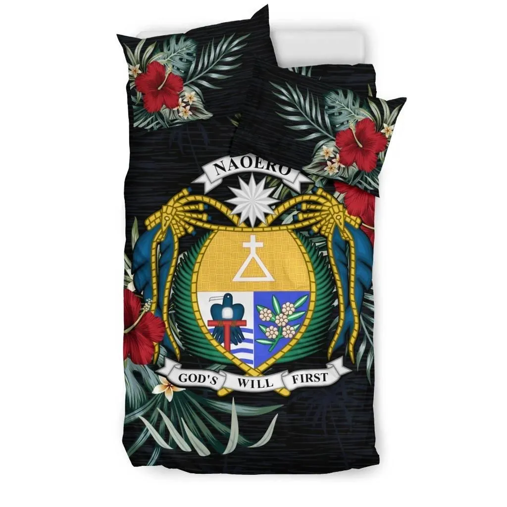 Nauru Hibiscus Coat Of Arms Bedding Set A02