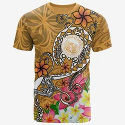 Hawaii Polynesian T Shirts - Hawaii Seal With Turtle Plumeria (Gold)