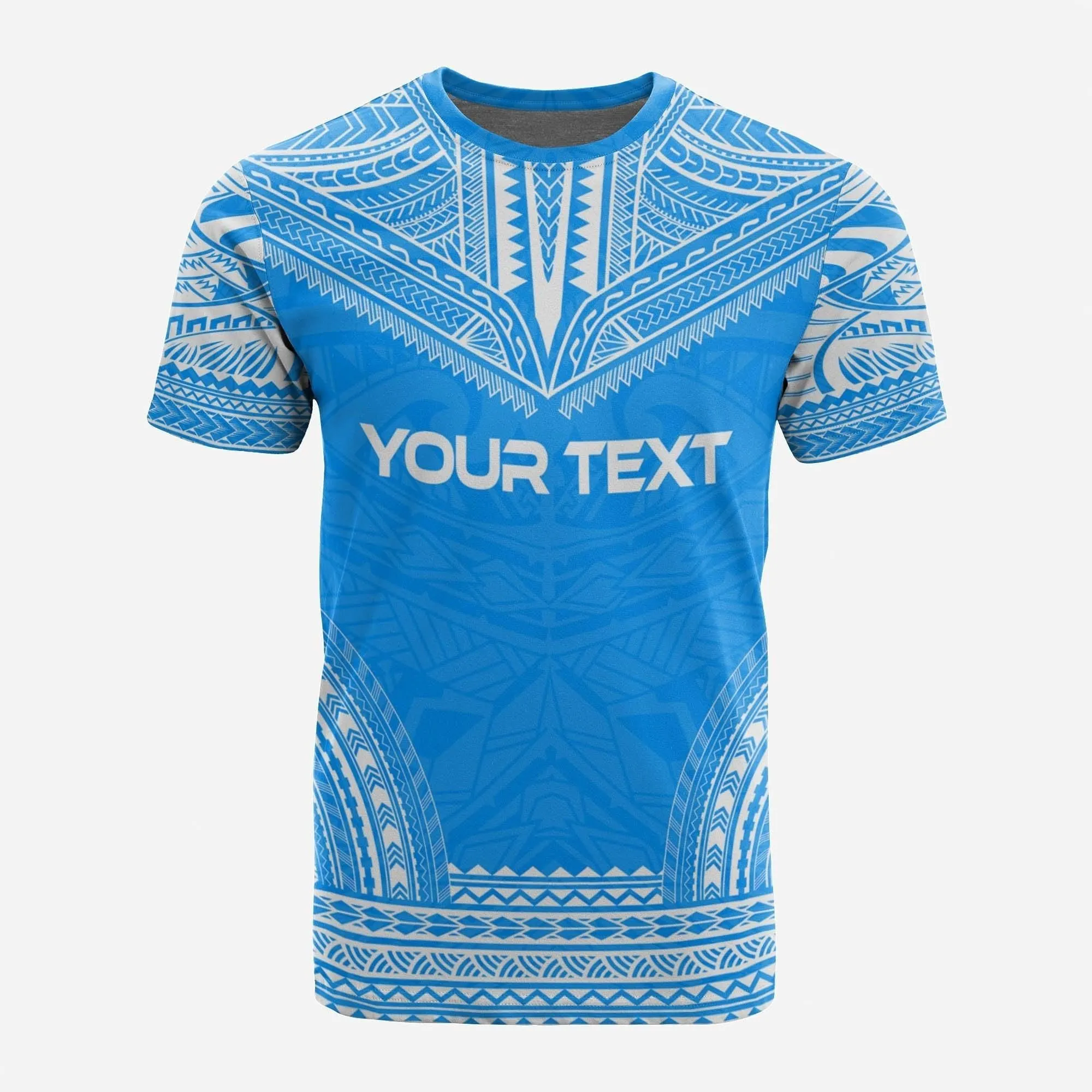Palau Custom Personalised T shirt - Palau Seal Polynesian Chief Tattoo Light Blue Version