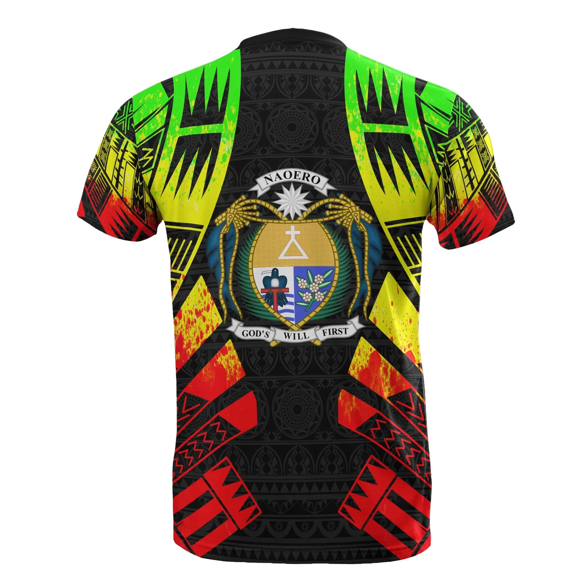 Nauru T shirt - Nauru Coat Of Arms Polynesian Tattoo Reggae Style