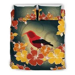 Hawaiian Hibiscus Hummingbirds Polynesian Bedding Set