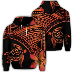 Hawaiian Turtle Plumeria Kakau Polynesian Quilt Hoodie Neo Orange AH