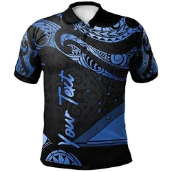 Tokelau Polynesian Custom Personalised Polo Shirt - Poly Tattoo Blue Version