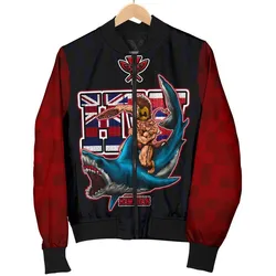 Polynesian Hawaii Mens Bomber Jacket - Shark Warrior