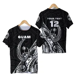 (Custom Personalised) Guam Rugby T-Shirt Polynesian Patterns Style - Black LT16