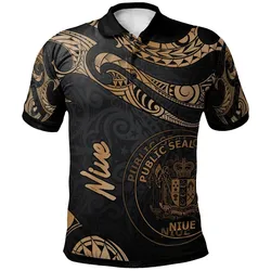Niue Polynesian Polo Shirt - Poly Tattoo Gold Version