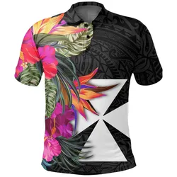 Wallis And Futuna Polo Shirt - Hibiscus Polynesian Pattern - BN39